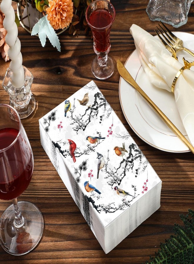 Qilery 200 Packs Guest Napkins Disposable Paper Decorative Tableware Dinner Napkin for Kitchen Dinner Wedding Anniversary Holiday Spring Tea Party Winter Party Supplies(Bird) - Image 4